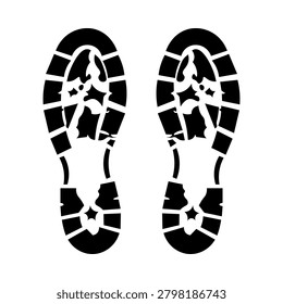 Heavy duty footmark black drawn sketch, in walking activity.