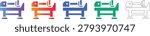 Heavy Duty Industrial Lathe Machine Icon Set vol 1487