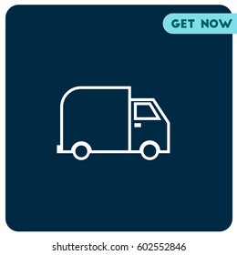 Heavy Duty Loading Truck Vector Icon, Lorry on the dark blue background symbol. Simple, modern flat vector illustration for mobile app, website or desktop app 