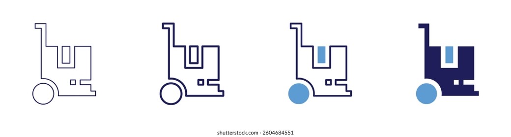 Heavy duty luggage trolley icon in 4 different styles. Thin Line, Line, Bold Line, Duotone. Duotone style. Editable stroke.
