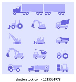 Heavy duty machines icons set