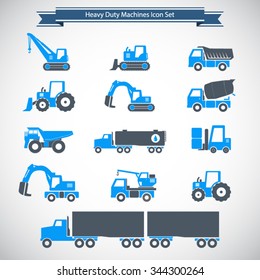 Heavy duty machines icons set