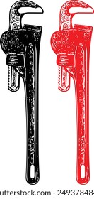 heavy duty pipe wrench vector