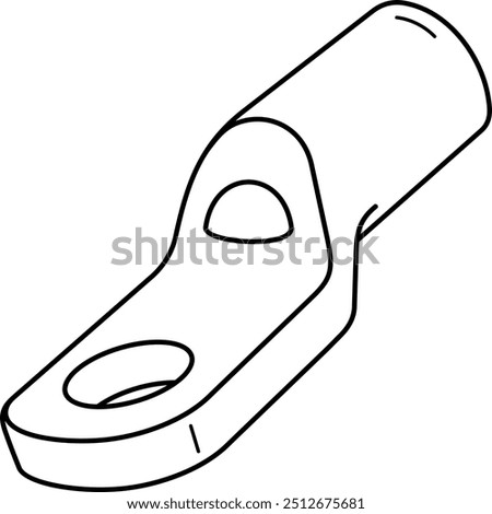 Heavy duty power electric ring terminal. Vector outline icon.