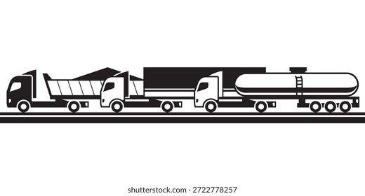 Heavy duty trucks with trailers – vector illustration
