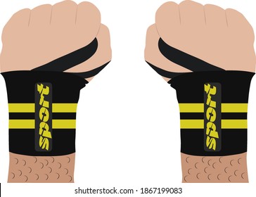 Heavy Duty Weight Lifting Gym Wrist Wraps with Yellow Stripes