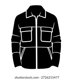Jaqueta de Utilitário Heavy Duty Workwear com vários bolsos e mangas segmentadas Silhueta Vetor Ilustração para segurança industrial Design de moda