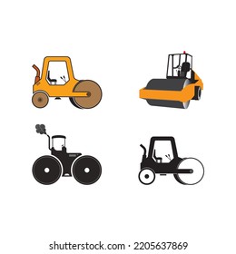 heavy equipment or asphalt road compactor vehicle icon. vector illustration symbol design