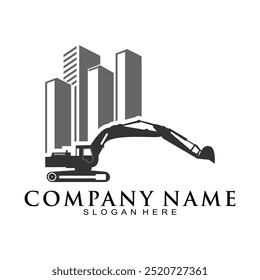 Heavy equipment for construction logo design vector