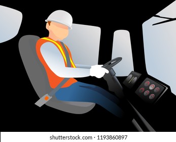 Heavy Equipment Driver Coockpit Illustration