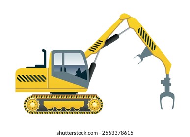 heavy equipment excavator clamp electronic arm automatic control device illustration vector