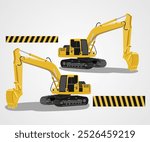 heavy equipment excavator vector graphic design