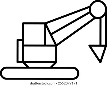 ícone de equipamento pesado ou draga para trabalhos de construção
