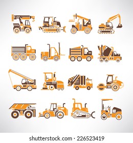 heavy equipment icons set