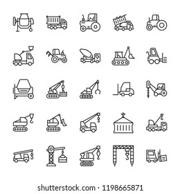 Heavy Equipment Line Icons 