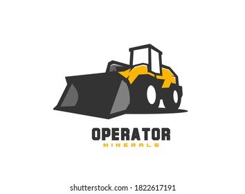 Vector de logotipo de equipo pesado para la empresa de construcción. Vector de plantilla de logotipo del cargador. Ilustración de cargador creativo para la plantilla de logotipo.