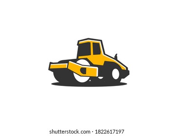 Heavy equipment logo vector for construction company. Roller logo template vector. Creative roller illustration for logo template.