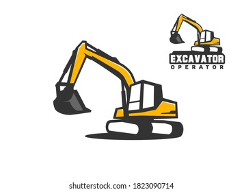 Heavy equipment logo vector for construction company. Excavator logo template vector. Creative excavator illustration for logo template.