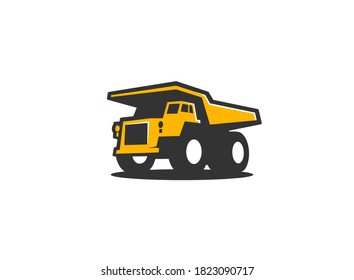 Heavy equipment logo vector for construction company. Dump truck logo template vector. Creative mining truck illustration for logo template.