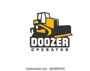 Heavy equipment logo vector for construction company. Dozer logo template vector. Creative bulldozer illustration for logo template.