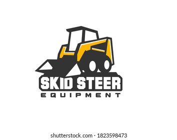 Heavy equipment logo vector for construction company. Skid steer logo template vector. Creative loader illustration for logo template.