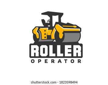 Heavy equipment logo vector for construction company. Roller logo template vector. Creative roller illustration for logo template.