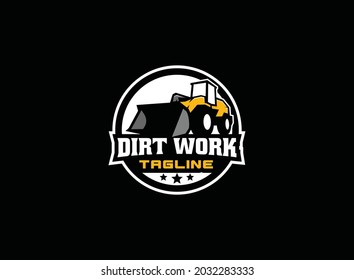 Heavy equipment logo vector for construction company. Loader logo template vector. Creative excavator illustration for logo template.