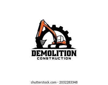 Vector de logotipo de equipo pesado para la empresa de construcción. Vector de plantilla de logotipo de excavador. Ilustración creativa de excavadora para la plantilla de logotipo.