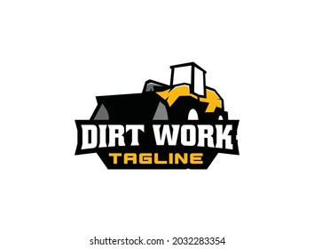 Heavy equipment logo vector for construction company. Loader logo template vector. Creative excavator illustration for logo template.