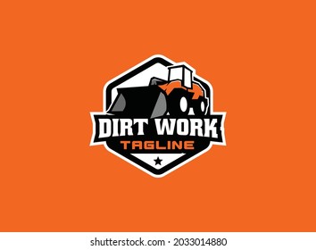 Heavy equipment logo vector for construction company. Loader logo template vector. Creative excavator illustration for logo template.