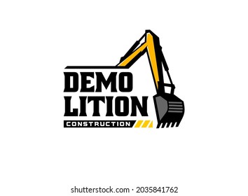 Heavy equipment logo vector for construction company. Excavator logo template vector. Creative excavator illustration for logo template.