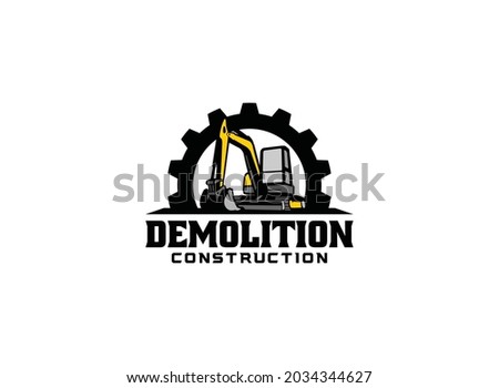 Heavy equipment logo vector for construction company. Excavator logo template vector. Creative excavator illustration for logo template.