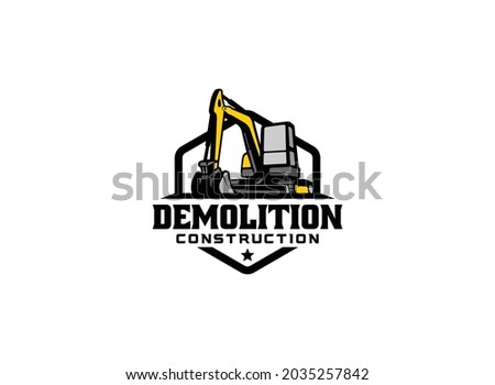 Heavy equipment logo vector for construction company. Excavator logo template vector. Creative excavator illustration for logo template.