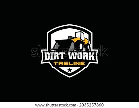 Heavy equipment logo vector for construction company. Loader logo template vector. Creative excavator illustration for logo template.