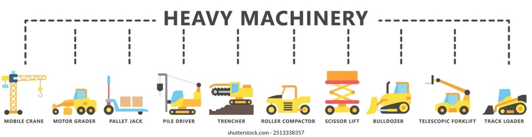 Equipamento pesado multi cor ícone conjunto, contém compactador, escavadora, escavadora, escavadeira, grader, grua, carregador, palete jack e muito mais. vetor EPS 10. use para UI, UX, aplicativo e web construção desenvolvimento.