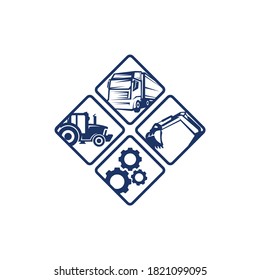 Heavy equipment symbol vector for construction company. Flat design symbol for industry with color blue. Vector illustration EPS.8 EPS.10 