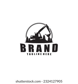 Diseño del logotipo de construcción de excavadoras pesadas.