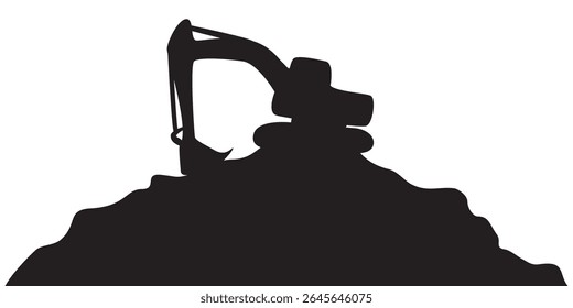 heavy excavator silhouette design. construction transportation symbol.