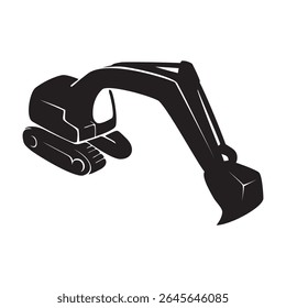 heavy excavator silhouette design. construction transportation symbol.
