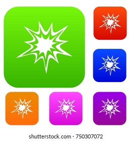 Heavy explosion set icon color in flat style isolated on white. Collection sings vector illustration