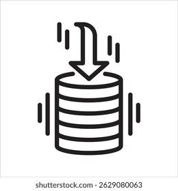 Ícone de linha simples Entrada de dados de Fluxo Pesado