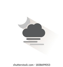 Fuerte niebla, nube y luna. Icono de color aislado. Ilustración de vectores meteorológicos