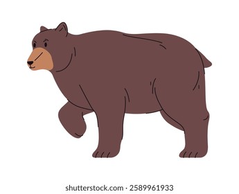 Heavy formidable mammal, portrait of bear character. Vector isolated omnivorous creature with furry coat. Personage of zoo or wild. Forest woods predator, wildlife and natural fauna animal