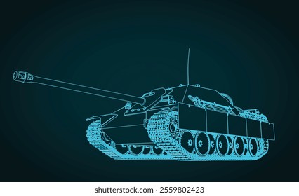Heavy German self-propelled artillery unit of the Second World War Jagdpanther blueprint