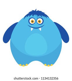
A heavy giant sized monster with small clear eyes and teeth, big fat monster

