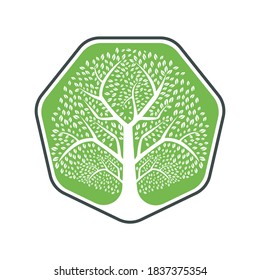 Heavy Green Tree Vector Template Design. Tree Vector Design.