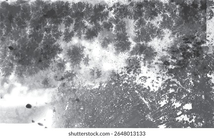 Textura grunge pesada com manchas escuras. Fundo monocromático abstrato com um efeito de parede de concreto saliente e úmido angustiado para uma camada de design artístico urbano.