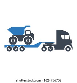 Heavy hauler Vector Icon Design, Construction Machine Transporter Concept, Oversize Loader Vehicle on White Background