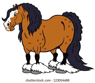 heavy horse clydesdale breed,cartoon picture isolated on white background