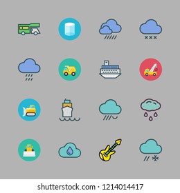 heavy icon set. vector set about dump truck, crane, cylinder and trailer icons set.